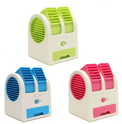

Elegant Shopping Set of 3 Mini USB Fragrance Air Conditioner Cooling Fan Cooling Portable Desktop Dual Bladeless Air Cooler (Pink, Green, Blue & WhiteColor) HB-168 USB Fan(Pink, Green, Blue, White)