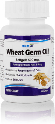 

HealthVit Wheat Germ Oil Softgels 500 mg 60 Softgels For Healthy Heart, Joint & Body(60 No)