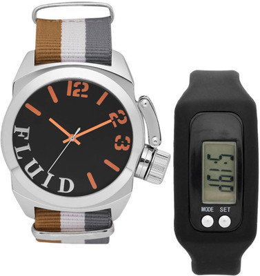 

FLUID FMFFL-202-BK-YWGRY With Digital Band Watch - For Men