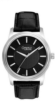 

Bulova Black3459 Caravelle by Bulova 43A107 Black Dial Black Leather Strap Dress Men's Watch Watch - For Men