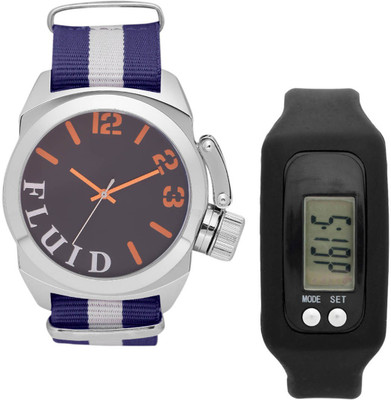 

FLUID FMFFL-202-BK-BWB With Digital Band Watch - For Men