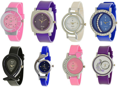 

Maxi Retail Combo Of 8 Designer Analog Watch For Womens And Girls-OTS003 Watch - For Women