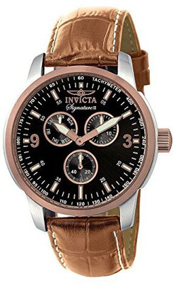 

Invicta Black5469 Invicta Signature II Multi-Function Black Dial Rose Gold-tone Brown Leather Mens Watch 7340 Watch - For Men