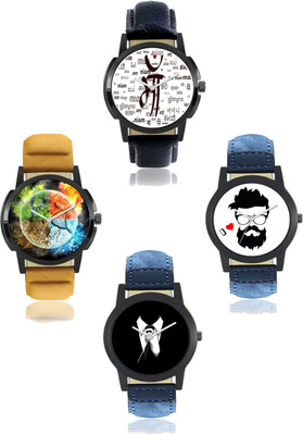 

bilmo Attractive Dial Color And Designer Leather Strap Limited Adition Pack of 4 Watch - For Men31 Watch - For Men