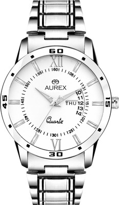 Aurex WHITE DIAL DAY AND DATE FUNCTIONING Analog Watch  - For Men