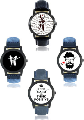 

bilmo Attractive Dial Color And Designer Leather Strap Limited Adition Pack of 4 Watch - For Men20 Watch - For Men