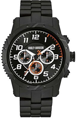 

Harley Davidson Black4692 Harley-Davidson Mens Chronograph Brake Plate Watch, Black Stainless Steel 78B138 Watch - For Men