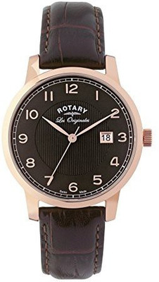 

Rotary Brown5850 Rotary Gs90077-04 Men's Les Originales Dark Genuine Leather Black Dial Rose-Tone Ss Watch Watch - For Men