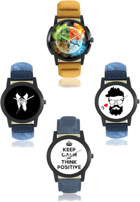 

bilmo Attractive Dial Color And Designer Leather Strap Limited Adition Pack of 4 Watch - For Men10 Watch - For Men