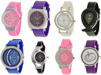 

Maxi Retail Combo Of 8 Designer Analog Watch For Womens And Girls-OTS001 Watch - For Women