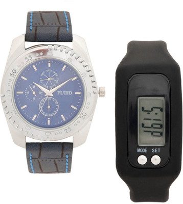 

FLUID FMFFL-123-IPS-BL01 With Digital Band Watch - For Men