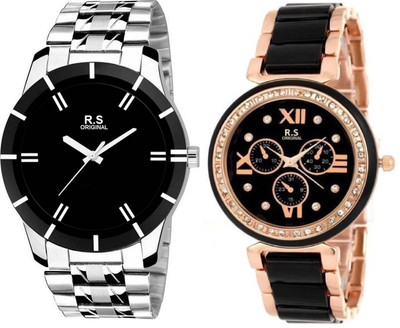 

R S Original RSO-3130 DAY AND DATE BLACK WATCH FOR COUPLE Watch - For Couple