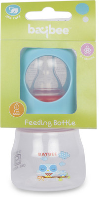 

Baybee Premium Breastmilk Feeding Bottle 60Ml with NaturalWave Nipple | Bottles, 8 Ounce Each, Medium Flow Nipples | Soft Silicone Nipple - 60 ml(Blue)