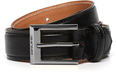 

BRUNE Men Casual Black Genuine Leather Belt