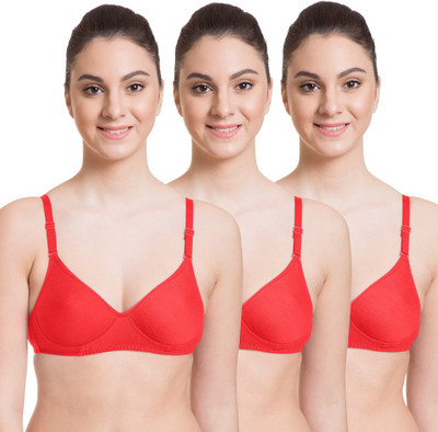 KOMLI by Belle Lingeries Full Coverage Padded Seamless Pack Of 3 Bra Women Full Coverage Heavily Padded Bra(Red)