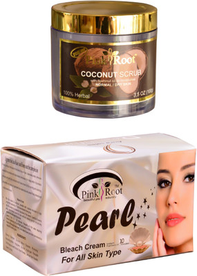 

Pink Root Pearl Bleach 250gm, Coconut Scrub 100gm(Set of 2)