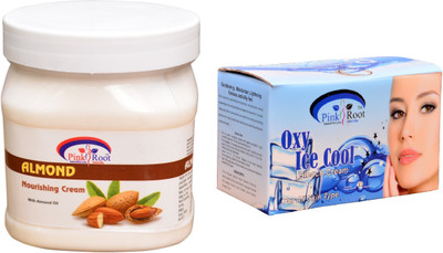 

Pink Root Oxy Ice Cool Bleach 250gm, Almond Nourishing Cream 500ml(Set of 2)