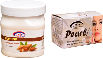 Pink Root Pearl Bleach 250gm, Almond Nourishing Cream 500ml(Set of 2)