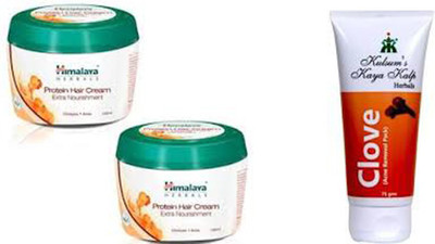 

Himalaya protien hair cream (100 ml + 100 ml), kulsum's kaya kalp clove (acne removal pack ) (75 gms) pack of 3(Set of 3)