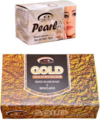 

Pink Root Pearl Bleach 250gm, Gold Facial Kit 83gm(Set of 2)