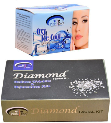 

Pink Root Oxy Ice Cool Bleach 250gm, Diamond Facial Kit 83gm(Set of 2)