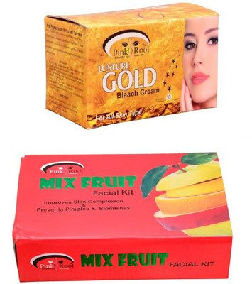 

Pink Root Gold Bleach 250gm, Mix Fruit Facial Kit 83gm(Set of 2)