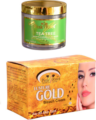 

Pink Root Gold Bleach 250gm, Tea Tree Skin Clearing Clay Mask 100gm(Set of 2)