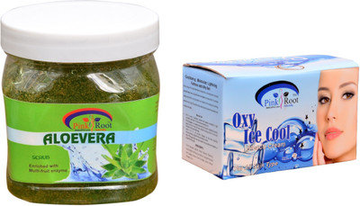 

Pink Root Oxy Ice Cool Bleach 250gm, Aloe Vera Scrub 500ml(Set of 2)