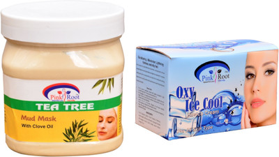 

Pink Root Oxy Ice Cool Bleach 250gm, Tea Tree Mud Mask 500ml(Set of 2)