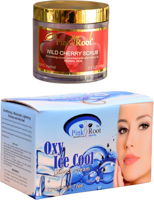 

Pink Root Oxy Ice Cool Bleach 250gm, Wild Cherry Scrub 100gm(Set of 2)