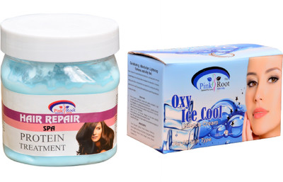 

Pink Root Oxy Ice Cool Bleach 250gm, Hair Repair Spa 500ml(Set of 2)