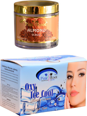 

Pink Root Oxy Ice Cool Bleach 250gm, Almond Scrub 100gm(Set of 2)