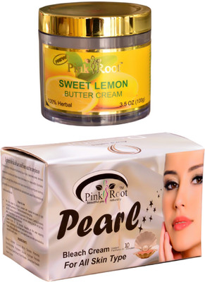 

Pink Root Pearl Bleach 250gm, Sweet Lemon Butter Cream 100gm(Set of 2)
