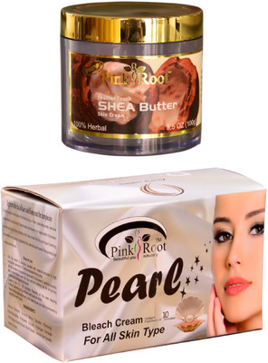 

Pink Root Pearl Bleach 250gm, Shea Butter Skin Cream 100gm(Set of 2)
