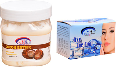 

Pink Root Oxy Ice Cool Bleach 250gm, Cocoa Butter Cream 500ml(Set of 2)