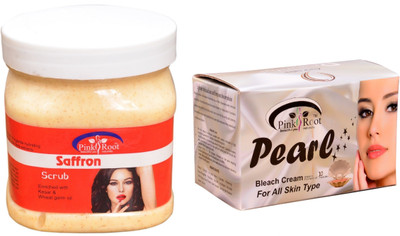 

Pink Root Pearl Bleach 250gm, Saffron Scrub 500ml(Set of 2)