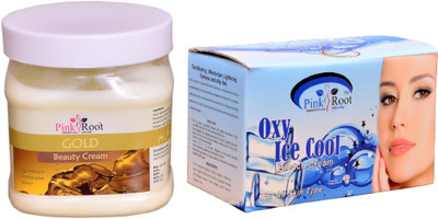 Pink Root Oxy Ice Cool Bleach 250gm, Gold Cream 500ml(Set of 2)