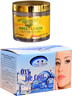 

Pink Root Oxy Ice Cool Bleach 250gm, Sweet Lemon Butter Cream 100gm(Set of 2)