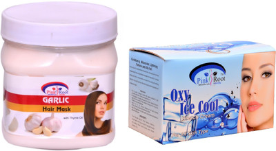 

Pink Root Oxy Ice Cool Bleach 250gm, Garlic Hair Mask 500ml(Set of 2)