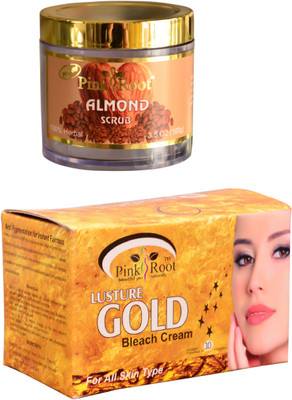 

Pink Root Gold Bleach 250gm, Almond Scrub 100gm(Set of 2)