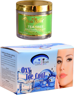 

Pink Root Oxy Ice Cool Bleach 250gm, Tea Tree Skin Clearing Clay Mask 100gm(Set of 2)