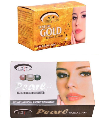 

Pink Root Gold Bleach 250gm, Pearl Facial Kit 83gm(Set of 2)