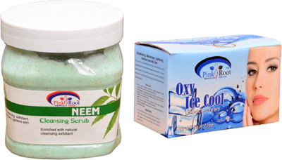 

Pink Root Oxy Ice Cool Bleach 250gm, Neem Scrub 500ml(Set of 2)