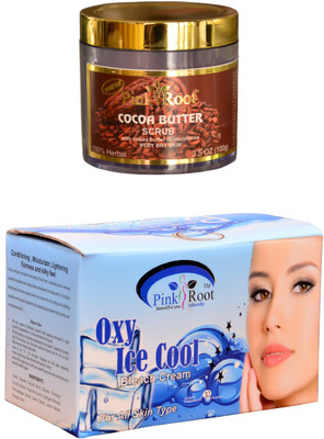 

Pink Root Oxy Ice Cool Bleach 250gm, Cocoa Butter Scrub 100gm(Set of 2)