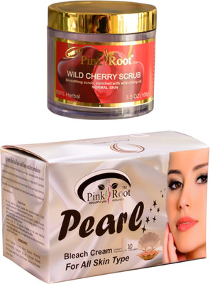 Pink Root Pearl Bleach 250gm, Wild Cherry Scrub 100gm(Set of 2)
