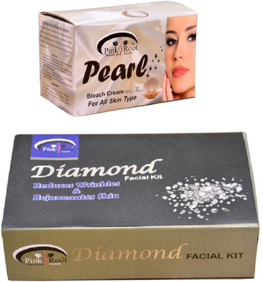 

Pink Root Pearl Bleach 250gm, Diamond Facial Kit 83gm(Set of 2)