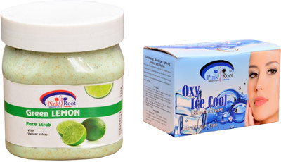 

Pink Root Oxy Ice Cool Bleach 250gm, Green Lemon Scrub 500ml(Set of 2)