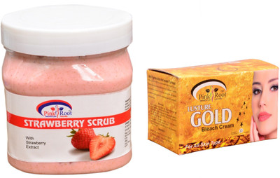 

Pink Root Gold Bleach 250gm, Strawberry Scrub 500ml(Set of 2)