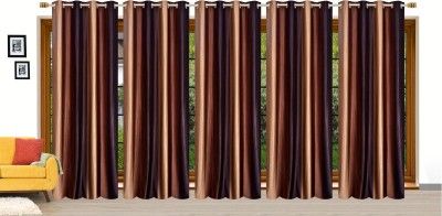 Stella Creations 275 cm (9 ft) Polyester Long Door Curtain (Pack Of 5)(Solid, Brown)