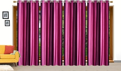 Stella Creations 275 cm (9 ft) Polyester Long Door Curtain (Pack Of 4)(Solid, Pink)